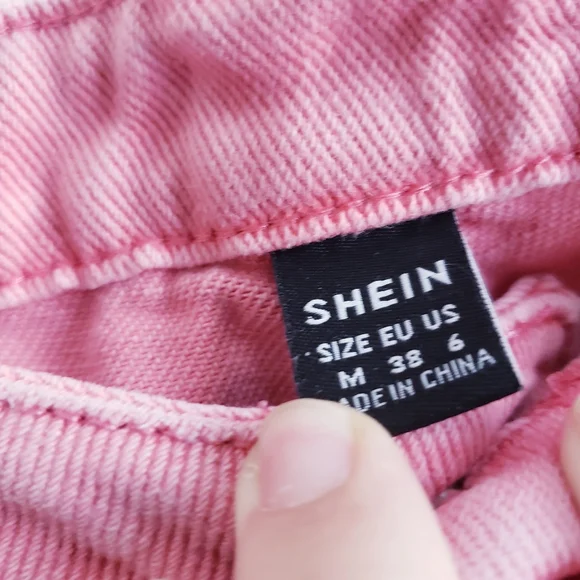 Shein Y2K Coral Straight Leg Raw Hem Denim Jeans - Picture 6 of 6